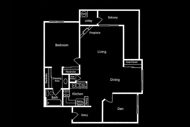 1 and Den Floor Plan at the Met Condos for Sale